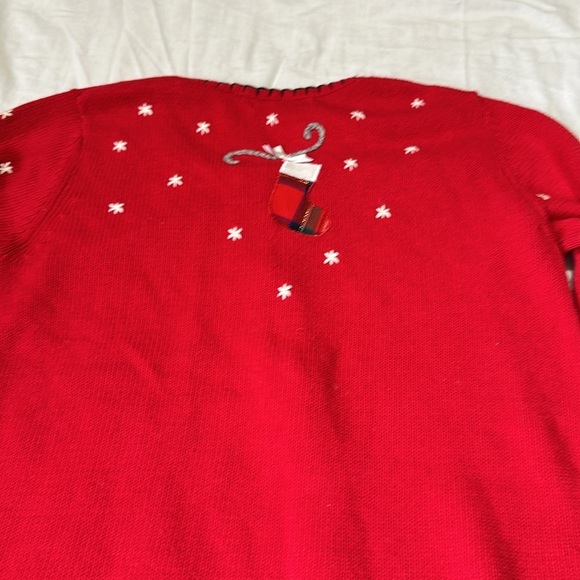 Coldwater Creek Vintage red Holiday Cat Cardigan Sweater Women’s Small - Picture 7 of 7
